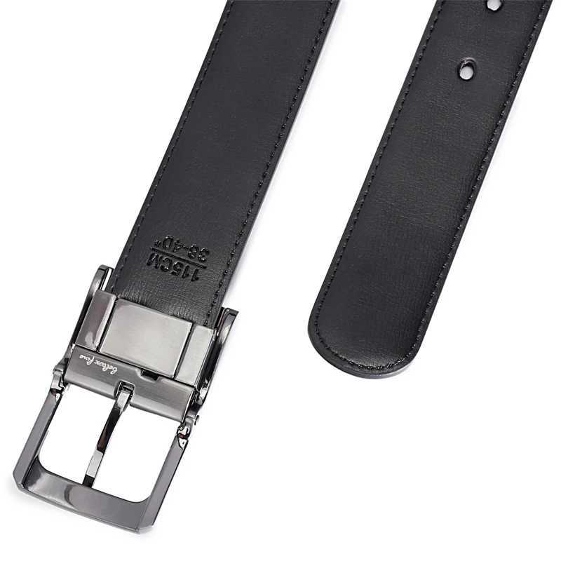 Belts Mens Genuine Leather Reversible Belt Rotated Buckle Two In One Big And Tall 240423