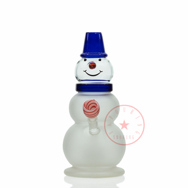 Colorful Snowman Thick Glass Bong Hookah Shisha Smoking Waterpipe Bubbler Pipes Filter Herb Tobacco Oil Rigs Bowl Portable Design Cigarette Holder DHL