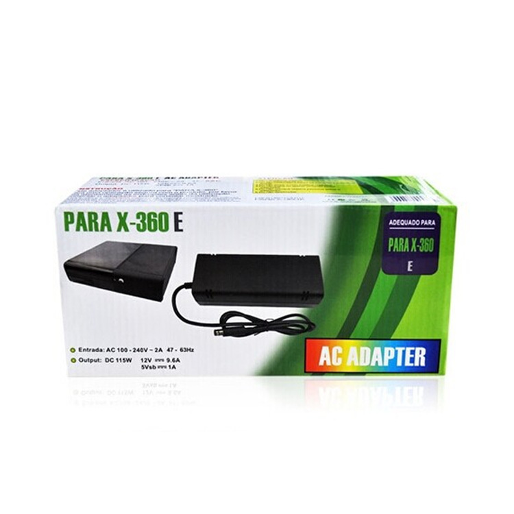 AC-adapter för X-Box 360E-konsolersättningsladdning Kabel 115W 12V 9.6A Strömförsörjning US/UK/EU/AU-kontakt med boxpaket