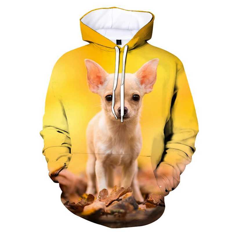 Sweats à capuche masculine Swetshirts Animal Dog Chihuahua 3d Sweat à capuche imprimé Hommes Homme à sweat décontracté Pillur