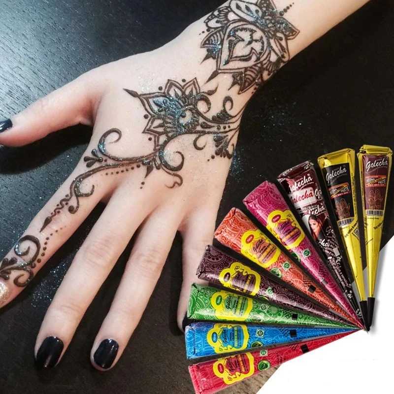 Body Paint 25g Multicolor Indian GOLECHA Henna Cones Tattoo Paste For Temporary Tattoo Sticker Body Paint Art Cream Cone DIY Paint d240424