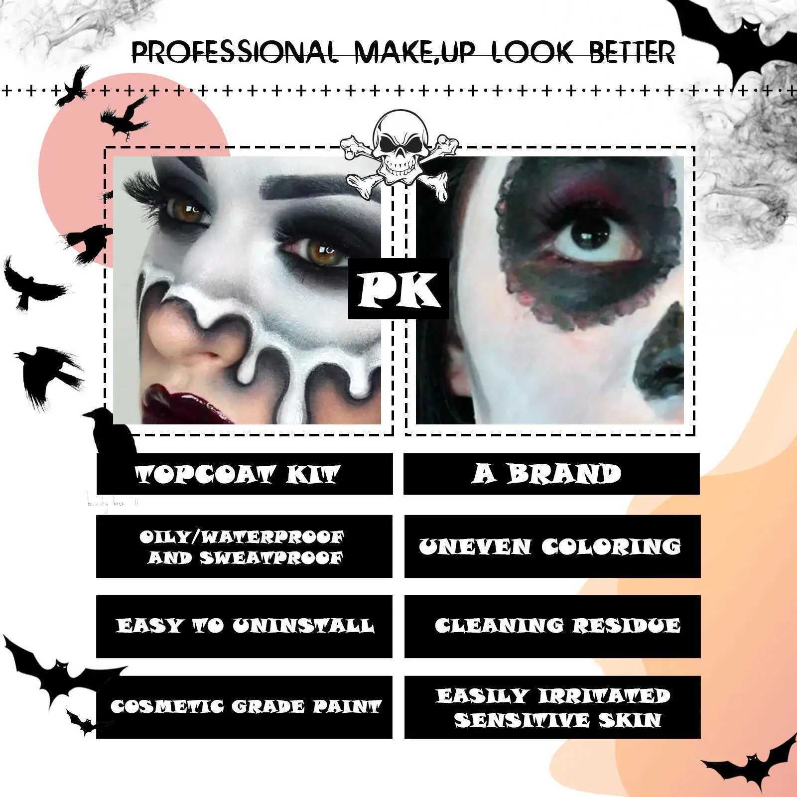 Pintura corporal Halloween Face Paint Bely Body Body Body Pintura altamente kit Face Paint