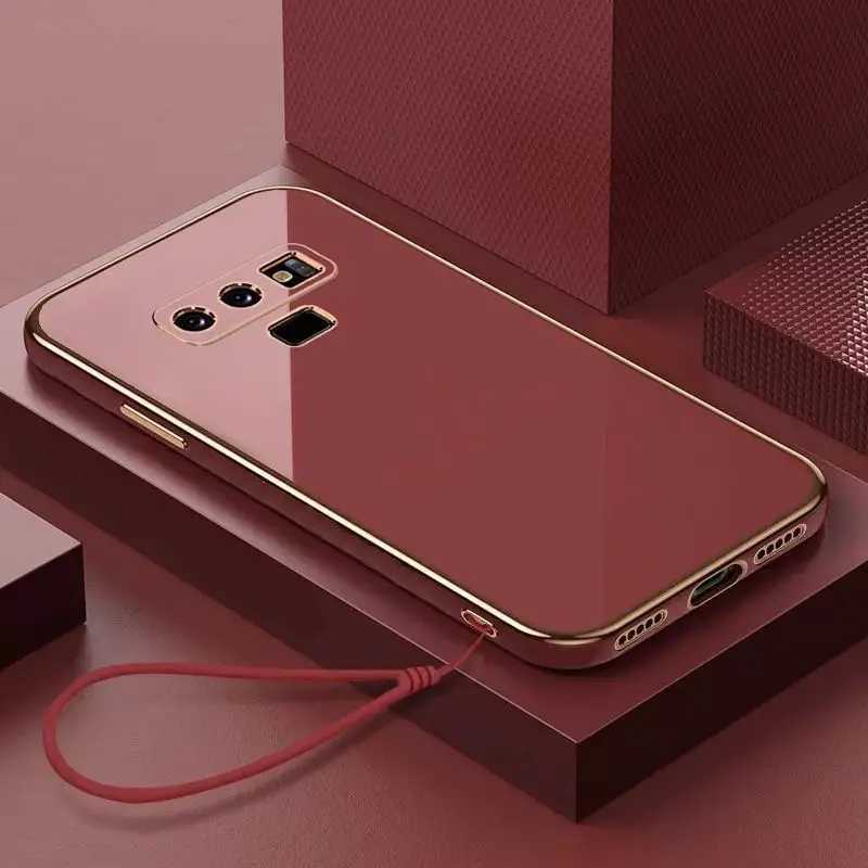 Mobiltelefonfodral för Samsung Note9 Case Galaxy Note 9 Luxury Square Plating Phone Case SM-N960F SUCKSUST SOFT TPU Silicone Back Cover Fundas D240424