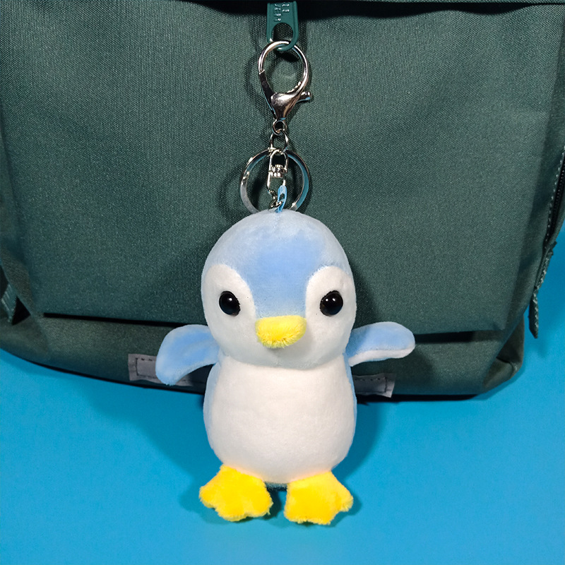 Four sided bouncing penguin doll backpack pendant ins internet celebrity cute car keychain female plush grab machine doll