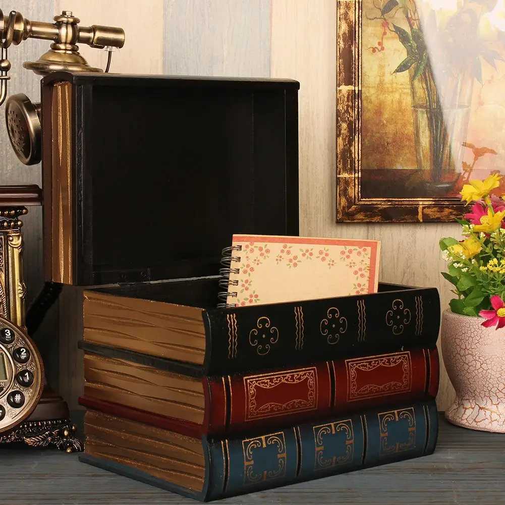 Decorative Objects Figurines SimULation Book Storage Box European Retro Fake Book Ornament Decoration Office Book Model Photo Prop Book d240424