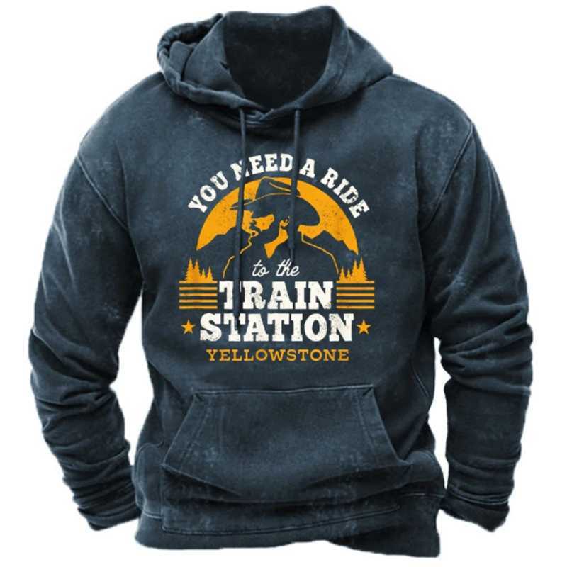 Herren Hoodies Sweatshirts Western Cowboy Herren Outdoor Hoodie Harajuku Kapuze Sweatshirt Frühling Herbst Vintage Casual Pullover Y2K Tops Unisex Streetwear 240424