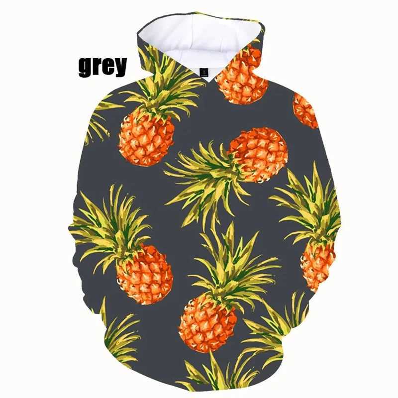 Felpe con cappuccio da uomo felpe 3d frutti da stampa con cappuccio uomo ananas felpe con cappuccio grafico bambino divertente y2k pullover unisex unisex harajuku abbigliamento con cappuccio 240424