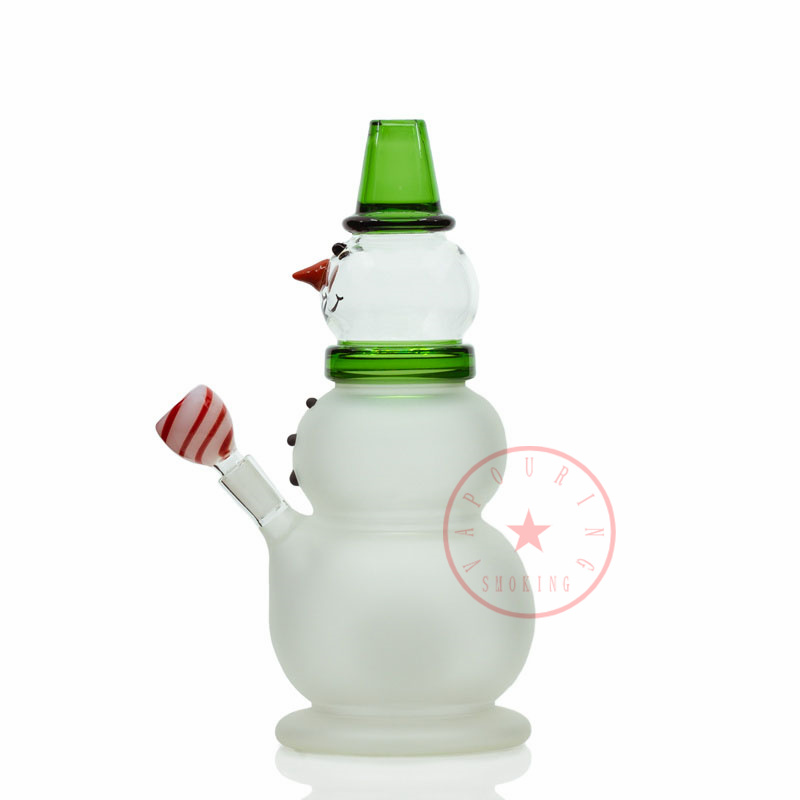 Colorful Snowman Thick Glass Bong Hookah Shisha Smoking Waterpipe Bubbler Pipes Filter Herb Tobacco Oil Rigs Bowl Portable Design Cigarette Holder DHL