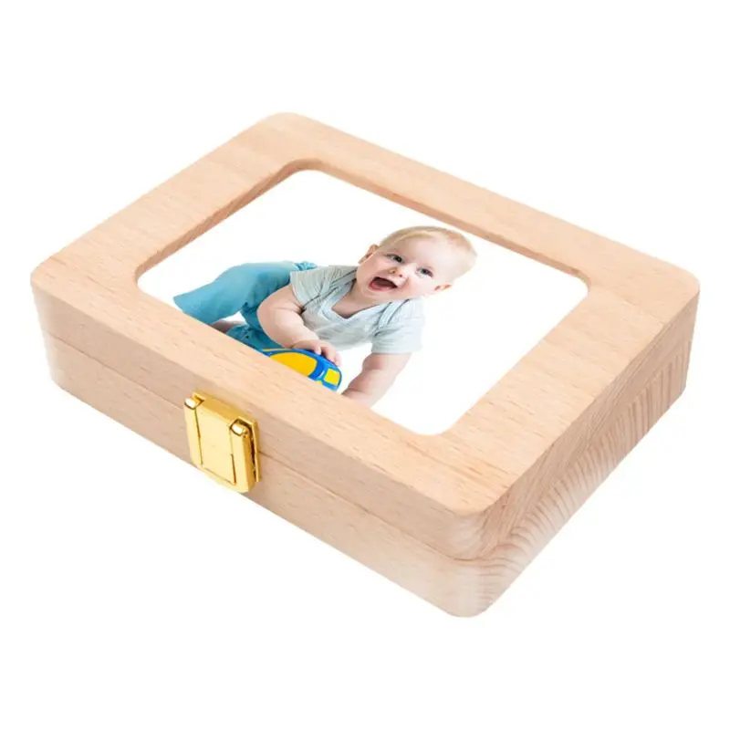 Frames Cadre photo en bois Fetal Hair Box à dents à feuilles caduques NOUVEAU-NOURN BÉBÉ Souvenirs Gift 95ae