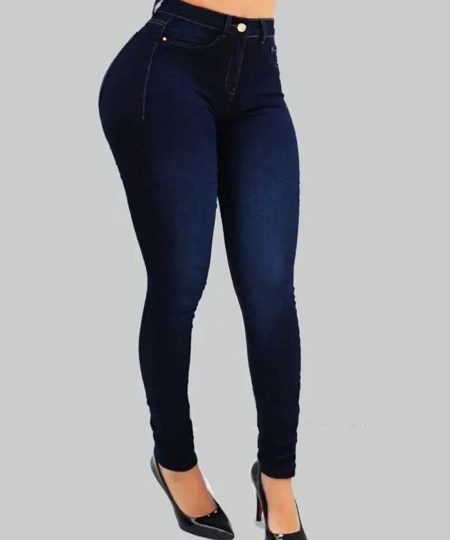 Jeans femininos mulheres puras jeans jeans jeans high jeans play de rua cultivam calças de moralidade modelando com jeans de cintura alta 240423