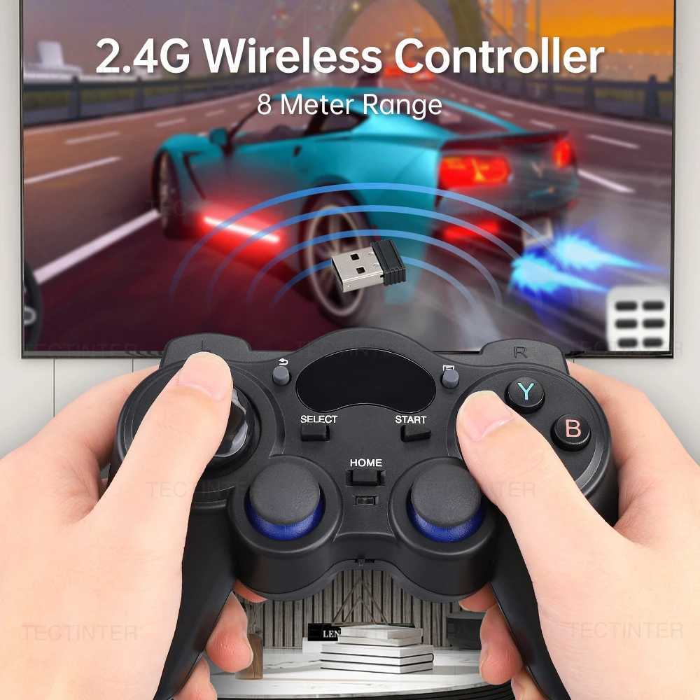 Contrôleurs de jeu joysticks 2.4 g de contrôleur GamePad Android Wireless Joystick Joypad avec convertisseur OTG pour téléphone pour tablette PC Smart TV Box D240424