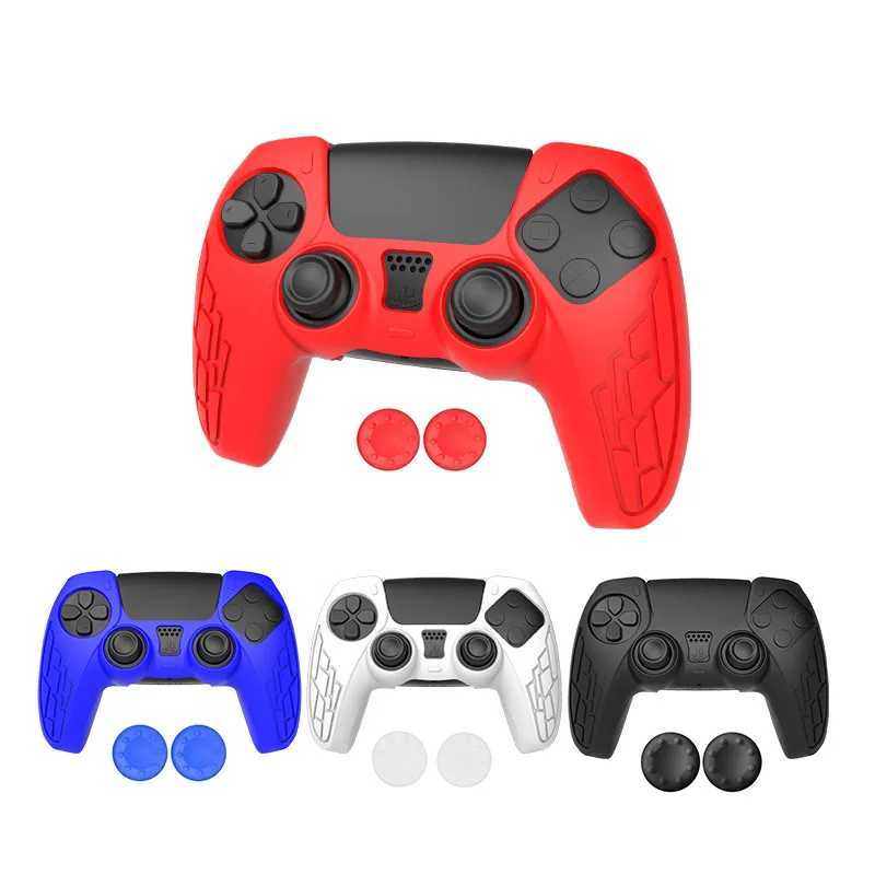 Spelkontroller Joysticks Controller Cover Case Anti Slip Handle Case Thicked Silicone Protective Cover Fall för PlayStation5 med Joystick Cap D240424