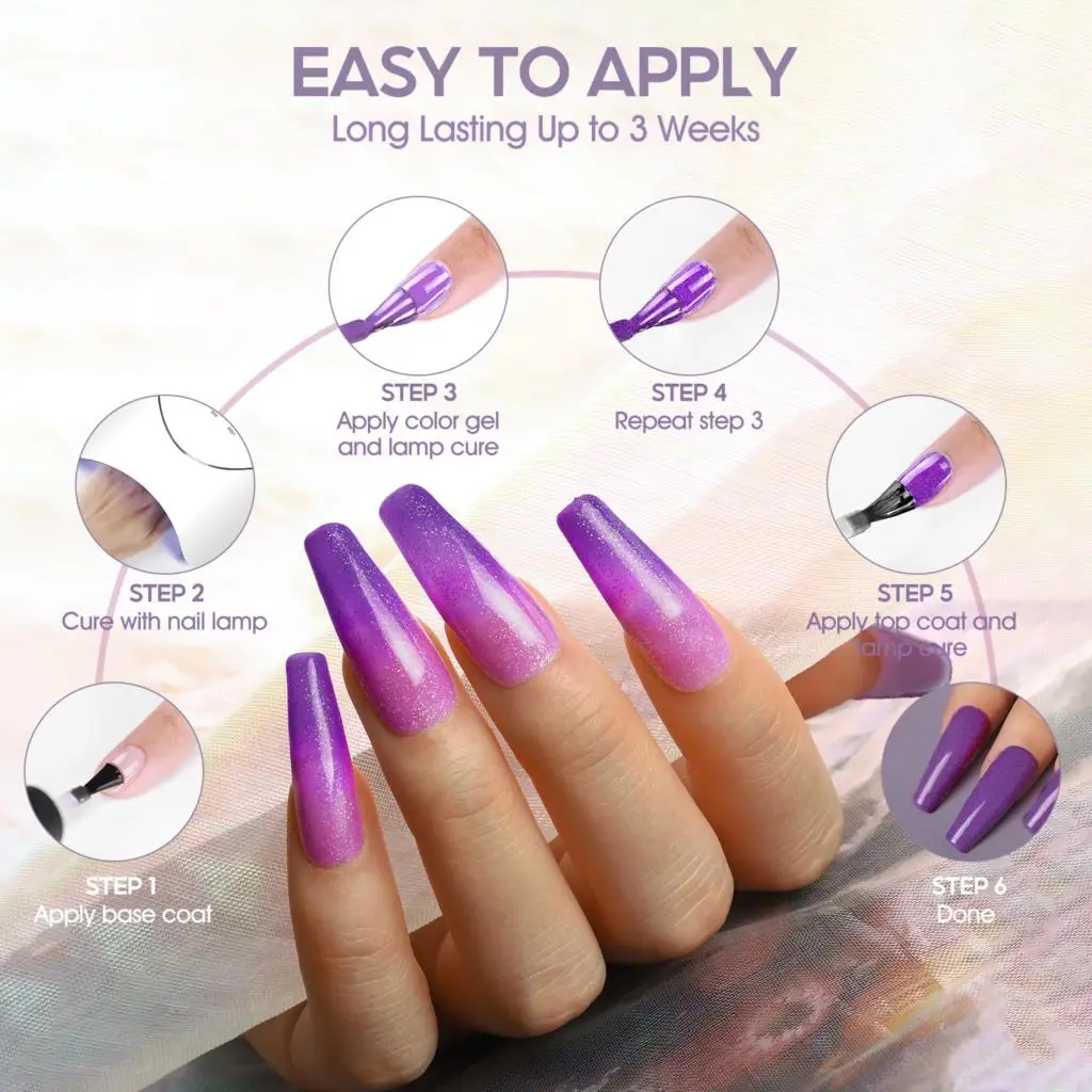 Kits Coscelia Gel Ruin à ongles Set Thermal Temperature Color Changement avec UV LED Lampe Manucure Kit Nail Kit Tools