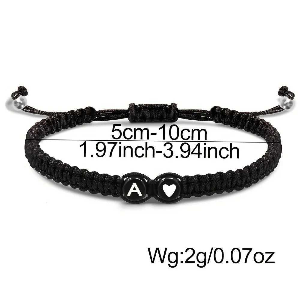 Kościa 26 liter Początkowe serce uroków bransoletki ręcznie robione regulowane a-z imienia Bracelet Braided Bracelets for Women Męs