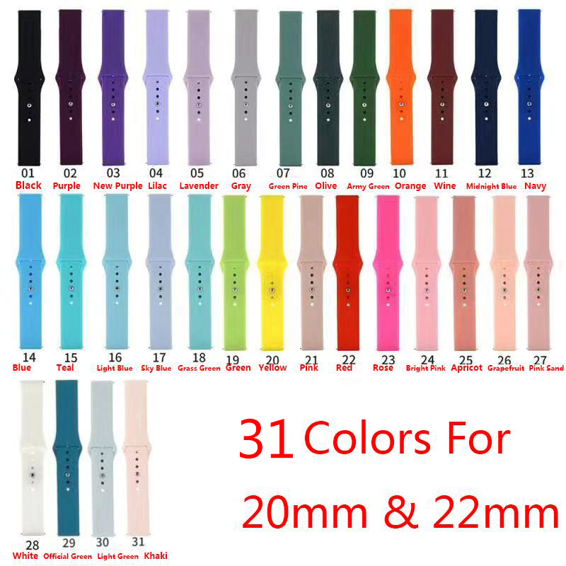 Bande de surveillance en silicone de 100 couleurs pour Smart Watch, Samsung Galaxy Sprpe Sport Watch Remplacement Bracelet