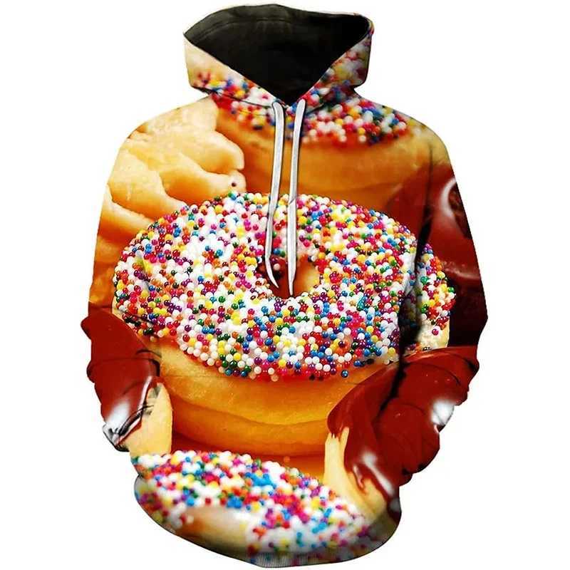 3Z03 Men's 3D Sweets Chocolate Donut Printing Hoodies för män barn mode streetwear hooded tröjor vinter unisex y2k rolig hoodie 240424