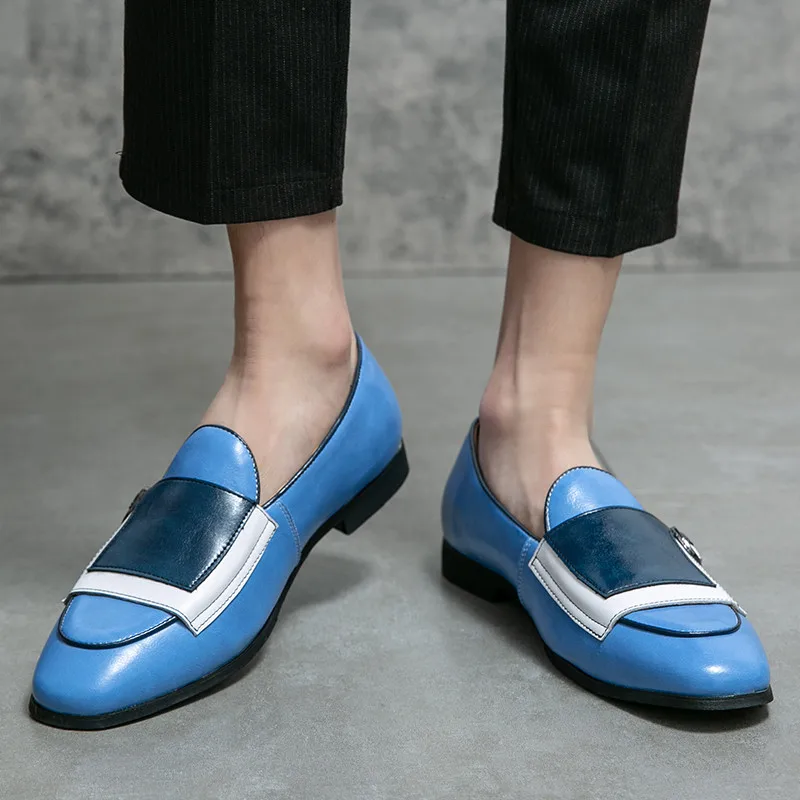 Luxusblau elegante Lederschuhe Männer Großgröße 48 Marke handgefertigte Herren -Slipper lässige Designer Oxfords Männer Flats Kleidschuhe