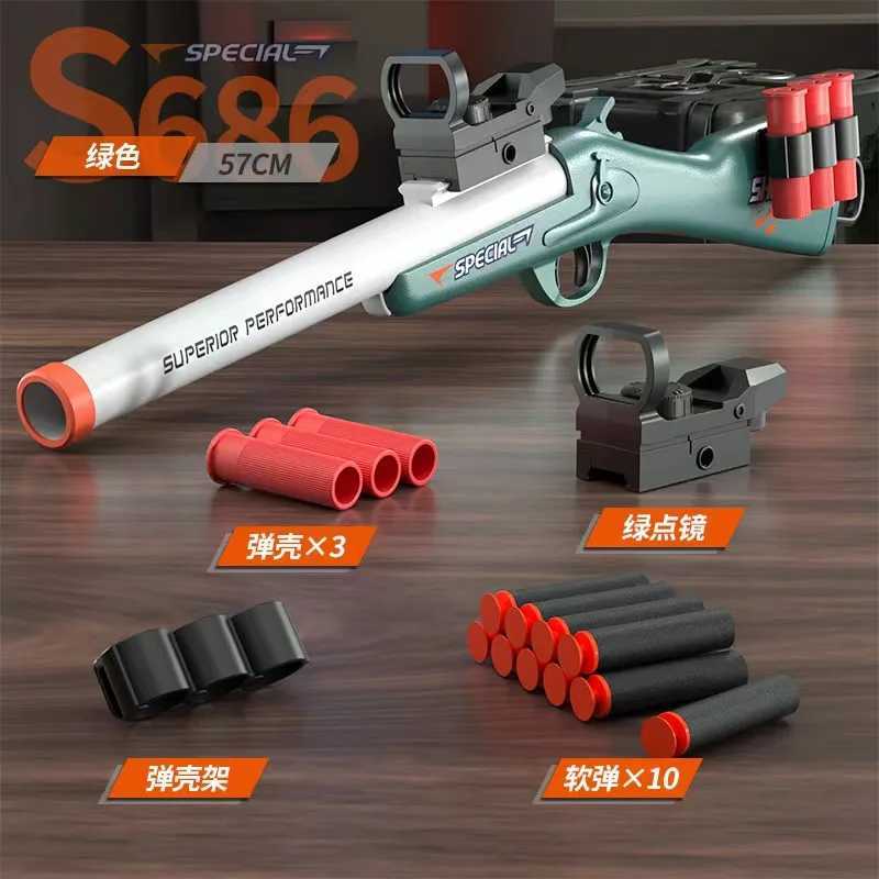 Gun Toys S686 Gooien Shell Toy Toy Gun Soft Bullet Airsoft Launcher Outdoor Sports CS Game Weapon Pistola Shooter Weapon For Boys Giftl2404