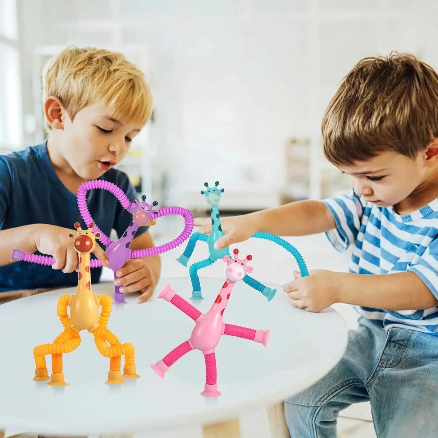 Decompressie speelgoed popbuizen stressverlichting Telescopische giraf fidget sensorische balg anti-stress squeeze speelgoedkinderen zuignap Toys D240424