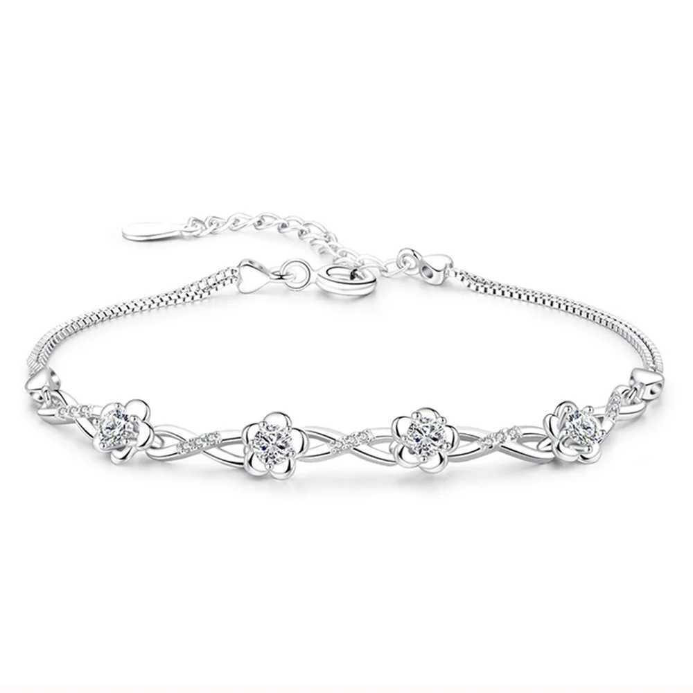 Kralen 925 Sterling zilveren armband paarse kristal zirkoon pruimen armband voor vrouwen mode eenvoudige verloving bruiloft glamour sieraden 240423