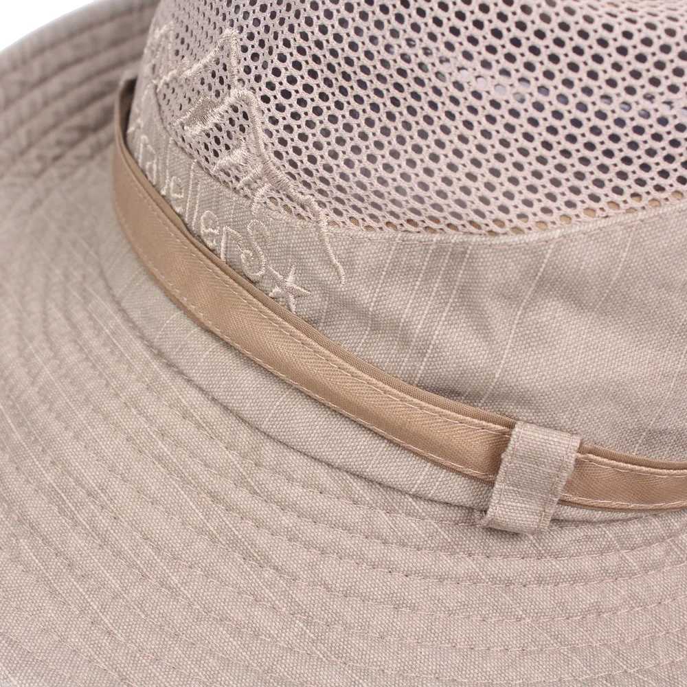 Hats Bucket Hats Outdoor bucket hat mens summer breathable Panama hat cotton jungle fishing net hat hiking beach sun protection hat mens protective hat 240424