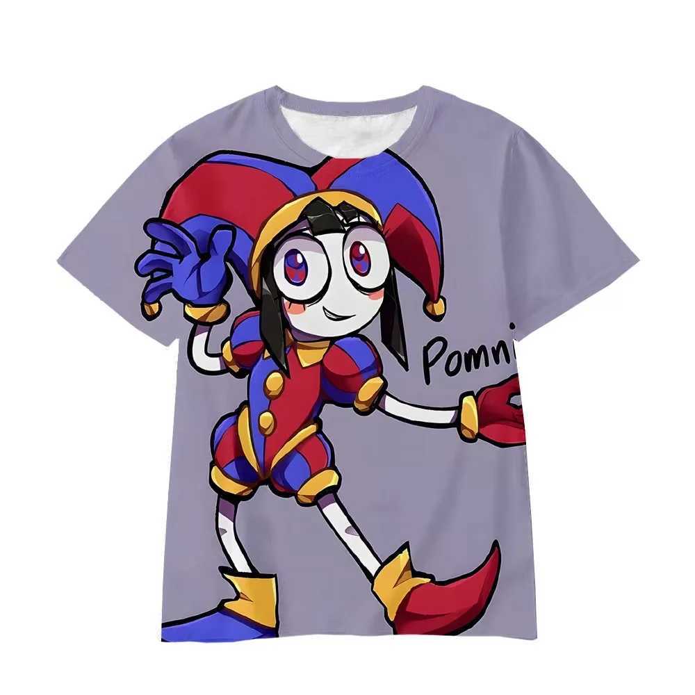 T-Shirts 2024 İnanılmaz Dijital Circus 3D Baskılı Tshirt Erkekler Komik Pomni Caine Büyülü Dünya Manga Karikatür Kadınlar Kısa Kollu Topl2404