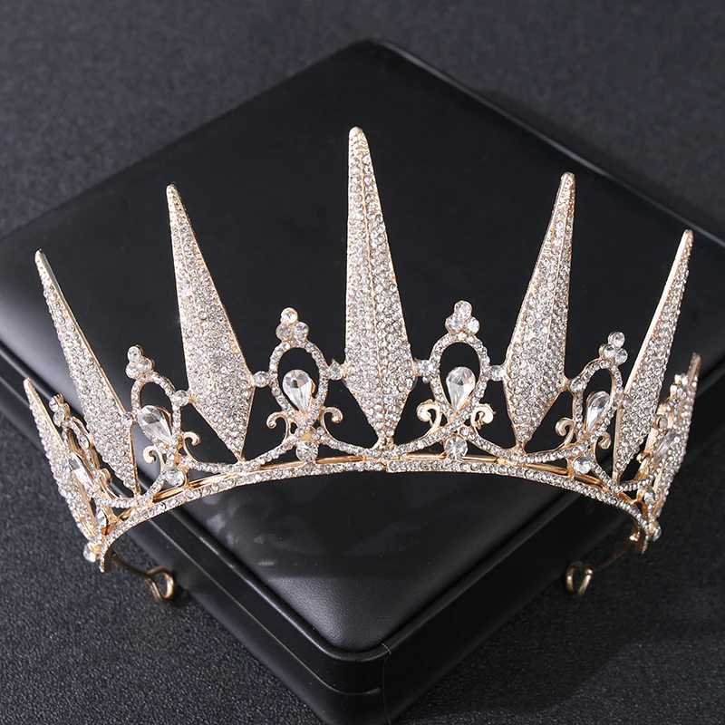 Bruiloft haar sieraden goud kleur kristal strass kroon tiara voor vrouwen bruid luxe prom feest diadeem bruiloft bruids haaraccessoires sieraden kroon d240425