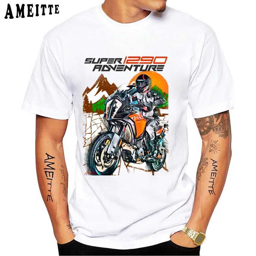 Herr t-shirts gs äventyr 1290 super äventyr r öken ryttare motorcykel t-shirt nya män tshirts klädpojke vita toppar rida sport caster t240425