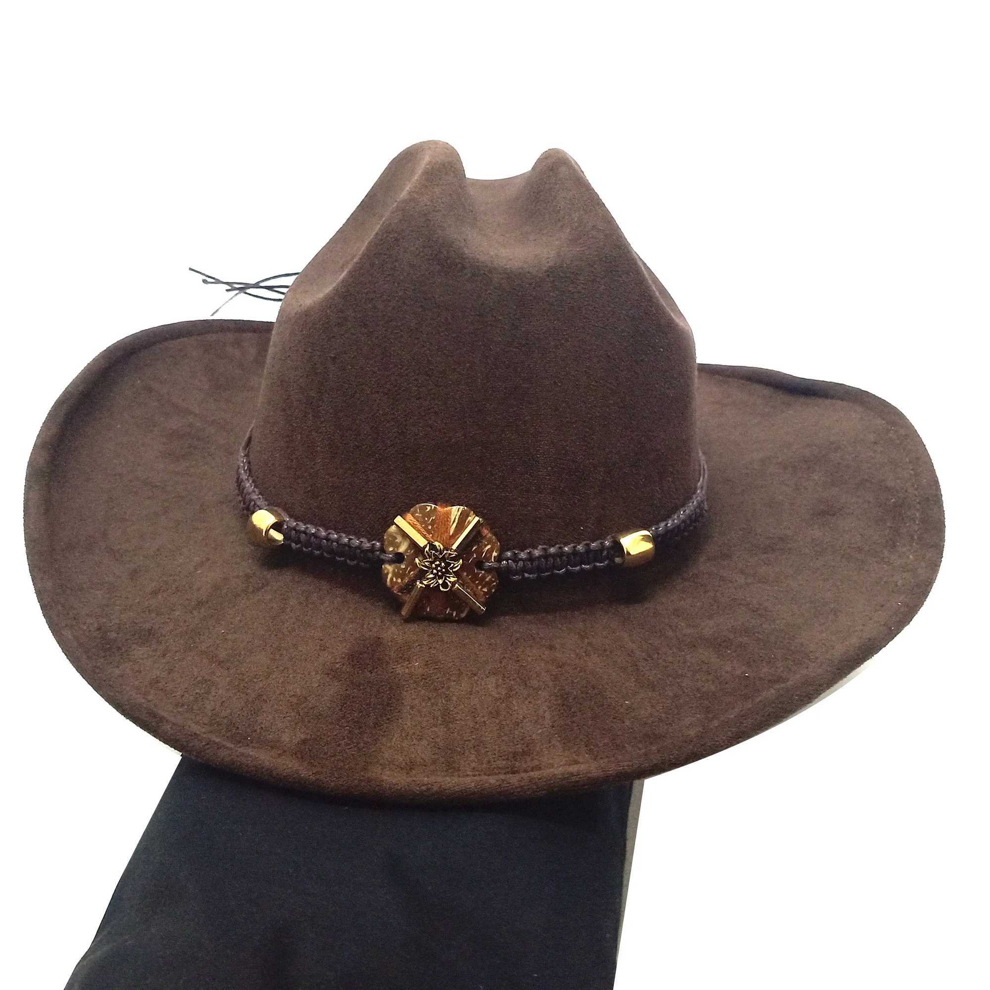 Cappelli larghi cappelli da secchio Cappelli in pelle scamosciata Cappelli da cowboy Cappello in stile occidentale uomini unisex Fashion Imitazione del cappello Western Cappello Fedora Fassuto Sombrero Hombre Y240425