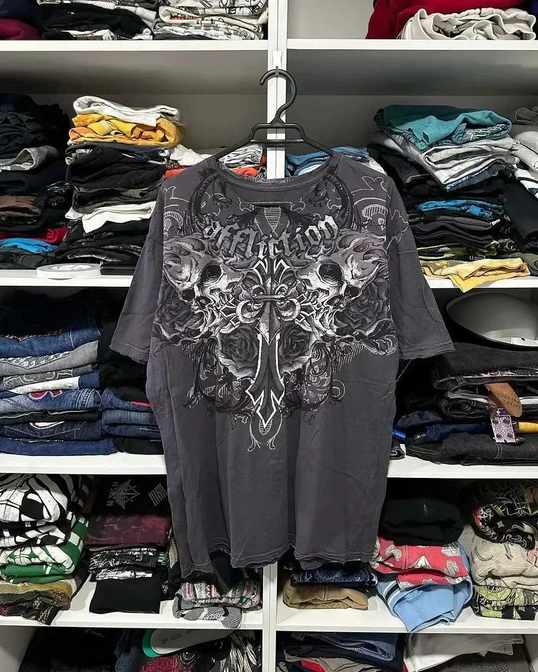 T-shirts masculins tendance de mode américaine T-shirt coton à imprimé gothique hommes y2k new Strt hip hop rétro rétro court slved unisexe décontracté joker tops h240425