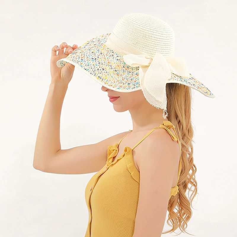 Sombreros de borde anchos sombreros de cubo de cubo para mujer gorro de playa de verano playa surcoreana playa big gat bigos ancho protector solar festion de fiestas