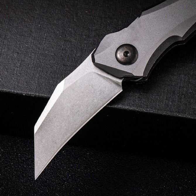 7350 Automatic Tactical Folding Knife 9Cr18Mov Black/White Stone Wash Blade 6061-T6 Handle EDC Pocket Knives With Retail Box