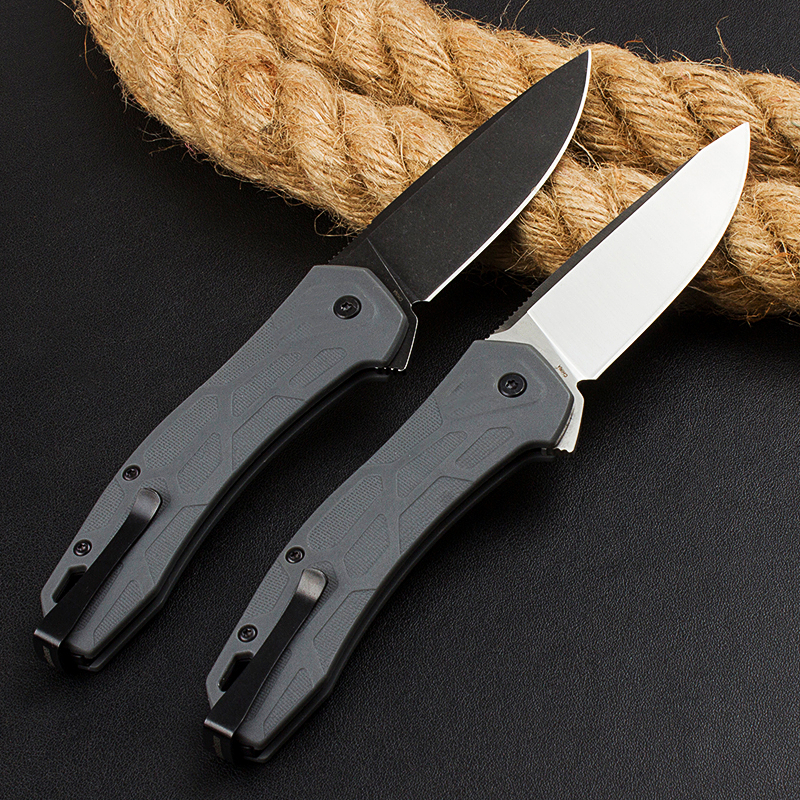 KS2042 KS2042 Flipper Assisté Couteau pliant D2 Black / White Stone Wash Blade GFN Handle Edc Pocket Couteaux avec boîte de vente