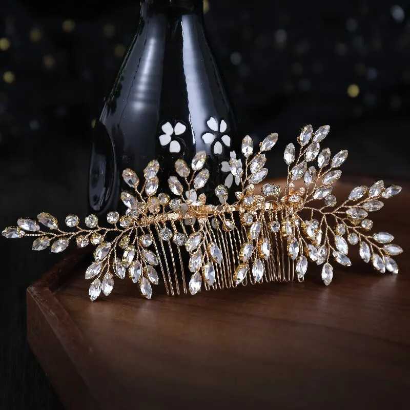 Wedding Haar sieraden Hoogwaardige mode -strass Bloembruiloft Bridal Handmade Hair Combs D240425