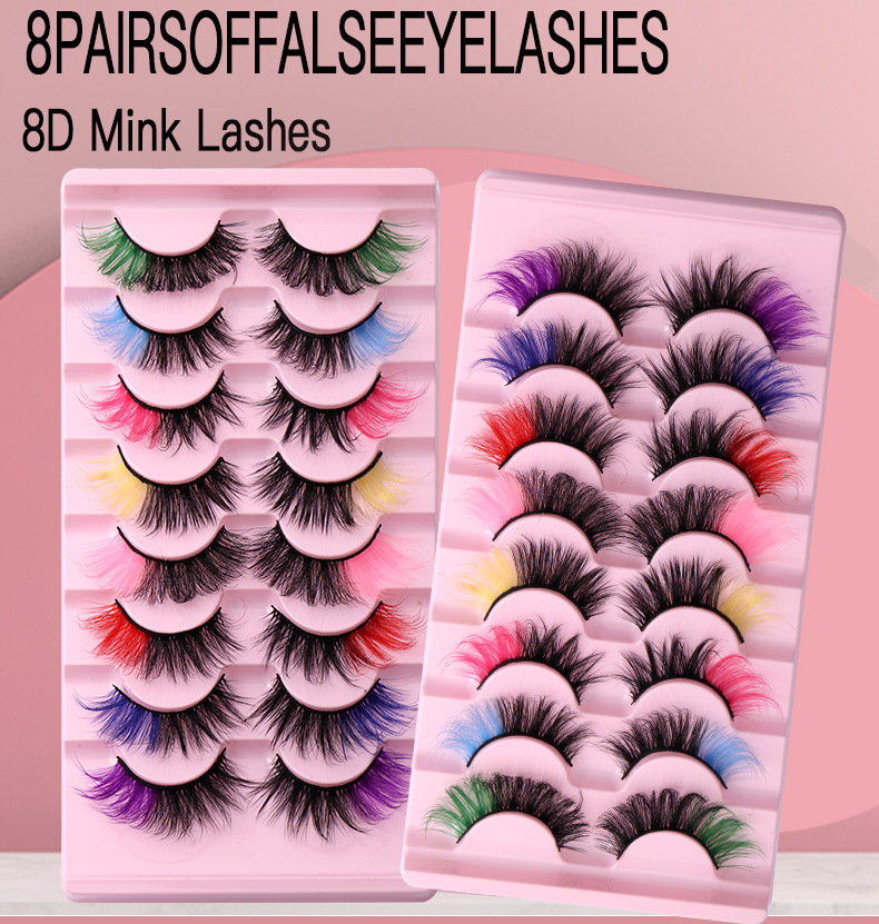 Colored False Eyelashes Europe and America Spot Wholesale Multilayer Thick High Imitation Mink Hair Eyelashes