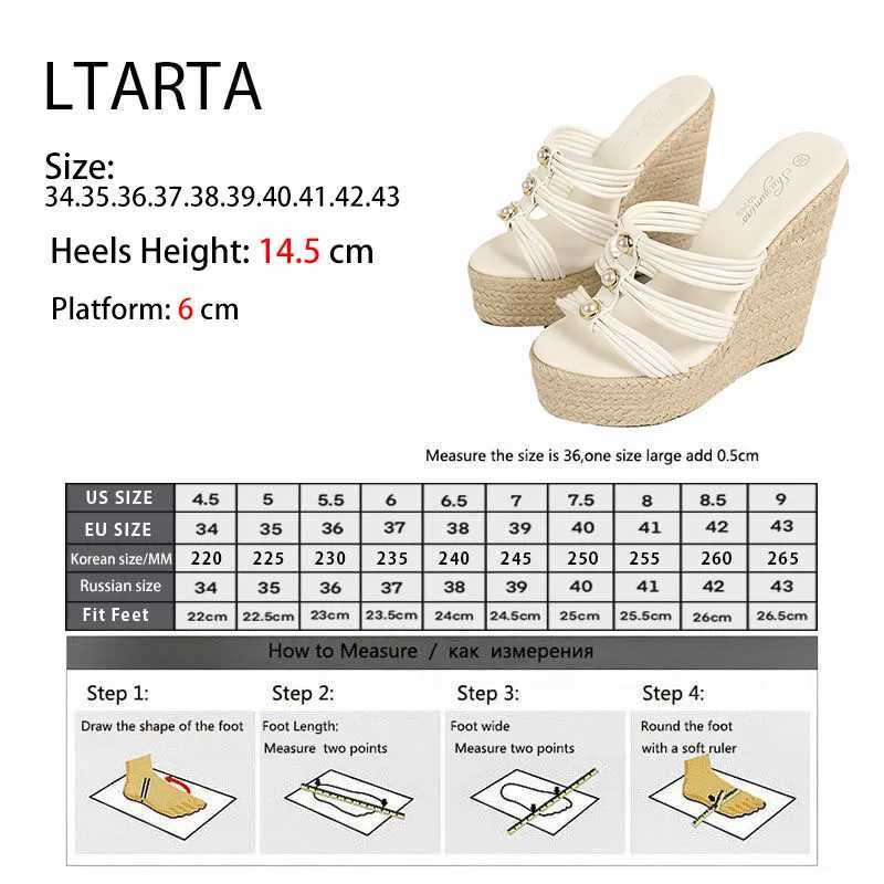 Dress Shoes Ltarta dames sexy nieuwe straf eenvoudige hoge helling sandalen slippers waterdichte trolley model LFD-10368-35 H240425