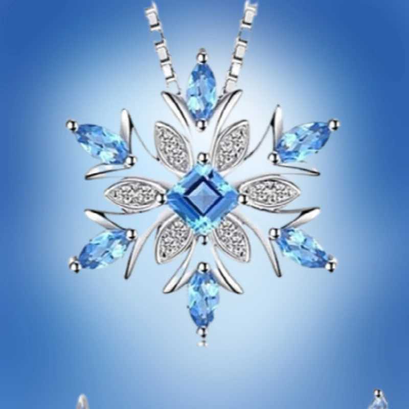 Pendant Necklaces Exquisite Fashionable Income Blue Snowflake Jewelry Lady Necklace Santa Snowflake Lucky Guardian Pendant Halloween Auspicious