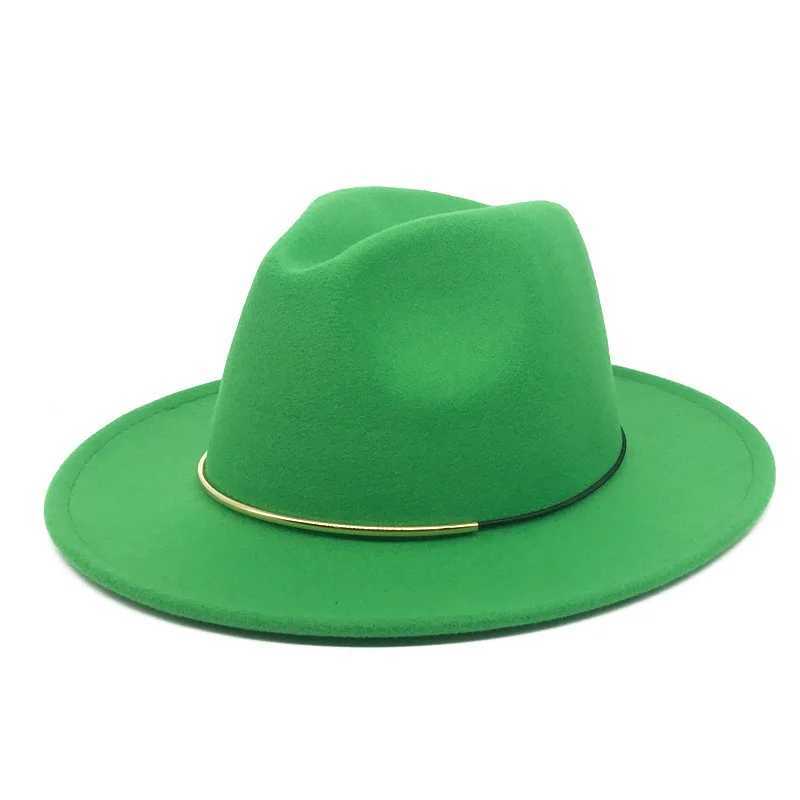 広い縁取りバケツ帽子hats fedora hat with men for men for men fashionable GreenフェルトキャップY240425