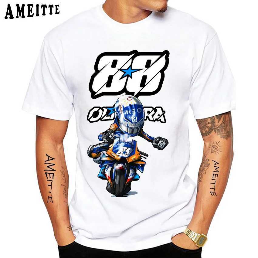 Męskie koszulki Miguel Oliveira 88 2023 GP Champion Rider T-shirt NOWOŚĆ MĘŻCZYZN KRÓTKI SLVE MOTO BOY Casual TS Motorcycle Jazda Białe topy T240425