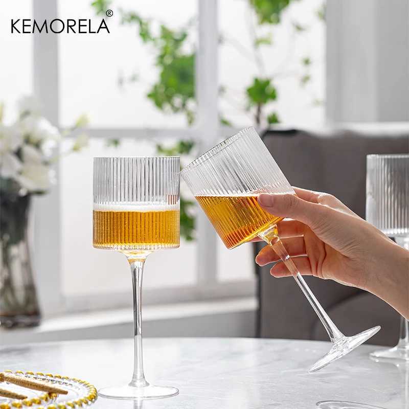 Tumbler linee verticali francesi bicchieri di champagne in vetro casa cocktail bianco vino rosso di fascia alta H240425