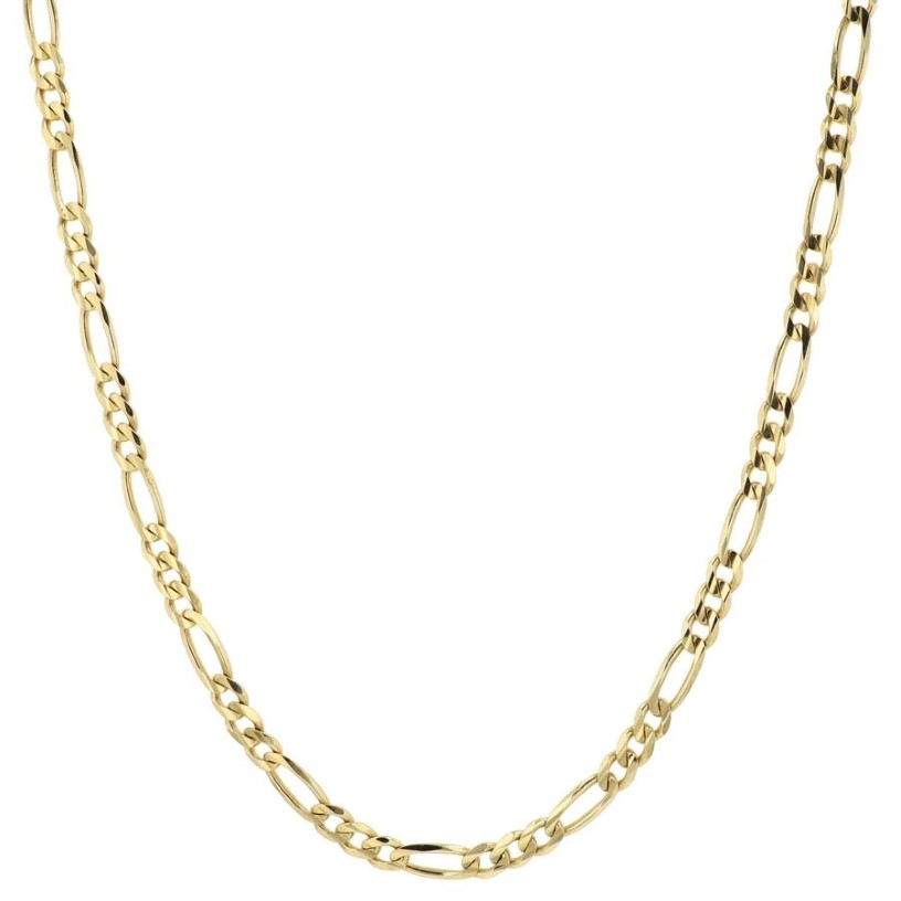 14 тыс. Желтого золота твердое 2 мм тонкое женское фигаро ожерелье.
