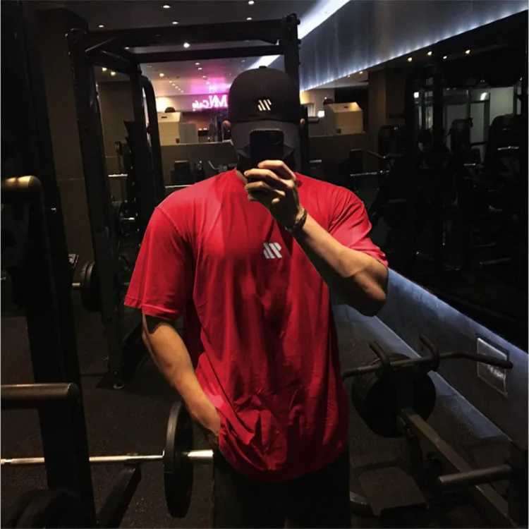 Erkek Polos Erkek Pamuk Tişörtleri Yaz Spor Salyaları Fitness Vücut İnşa Çıkışı Erkek Moda Günlük Egzersiz Tees Üstler Giyim
