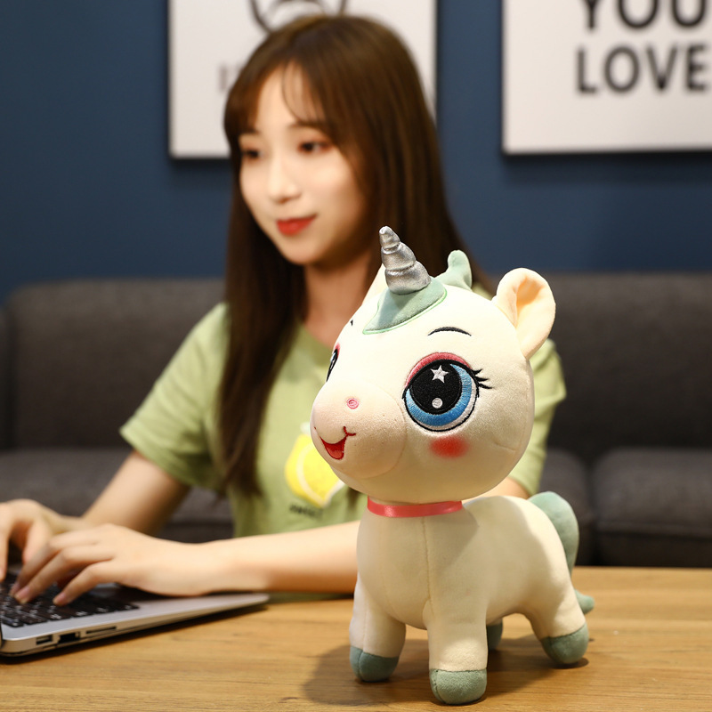 Cute Standing Unicorn Plush Toy Doll Sleeping on Bed Cloth Doll Hugging Pillow Pony Doll Grasping Machine Doll