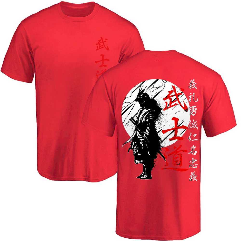 Men's T-Shirts Japan Samurai Spirit T Shirts For Men Japanese Style Back Print Loose Oversized Men Clothing Tops T-shirt Bushido Male Gifts TeeL2404