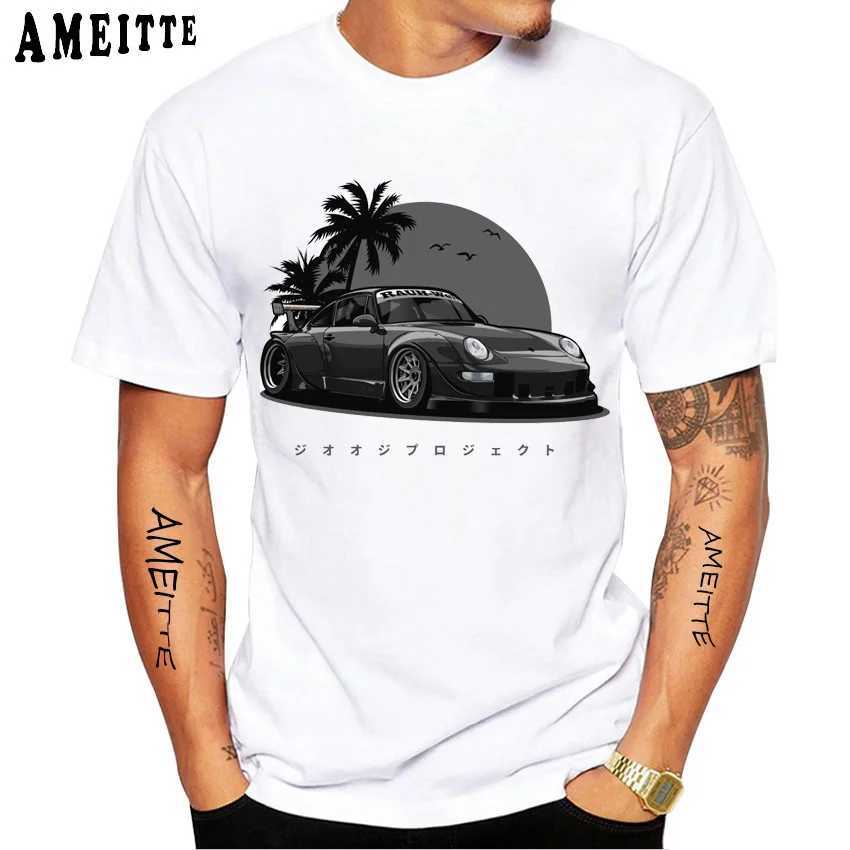 T-shirts masculins Tropical Sunset Vibes RWB 993 Couleur spéciale T-shirt classique exclusif RWB 964 JDM TUNing Car Tshirt Men Sport Tshirts Casual T T240425