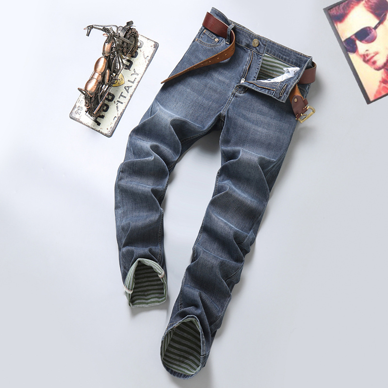 Men's jeans designer autumn fashion brand B Korean slim fit pants thick embroidery blue-gray pants