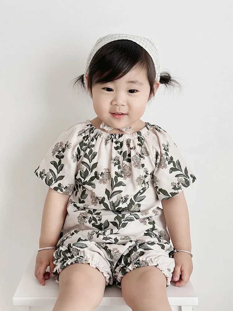 Pajamas 1-5y 2024 Summer Girls Pajama Suit Bamboo Fiber Girls Wear Wear Double Lids Clothing H240425