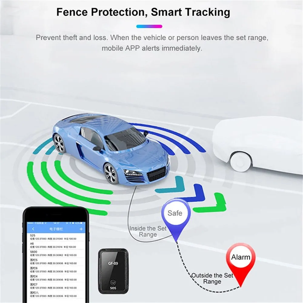 Accessoires GF09 MINI GPS Locator Contrôle de l'application Antilost Device Tracker Magretic Enregistreur pour véhicule / voiture / personne