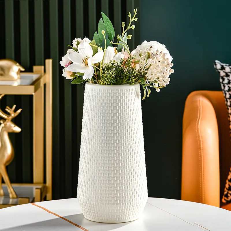 Vases NordicStyle Plastic Vase Floral Dried Flowers Pampas Grass Large Decor Natural Wedding Flowers Bouquet For Home Decor