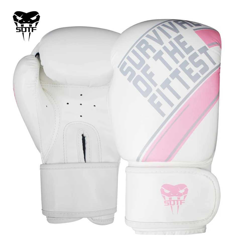 Schutzausrüstung SOTF Erwachsene giftige Schlange weiße Boxhandschuhe MMA Handschuhe Muay Thai Boxen Kampfhandschuhe Tiger Thai Boxing Sanda gepolsterte Boxhandschuhe 240424